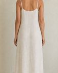 Linen Keyhole Maxi Dress Ecru