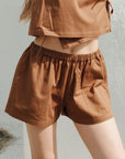 Organic Cotton Lined Shorts Toffee