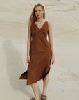 Organic Cotton Midi Slip Dress Toffee
