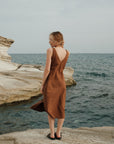 Organic Cotton Midi Slip Dress Toffee