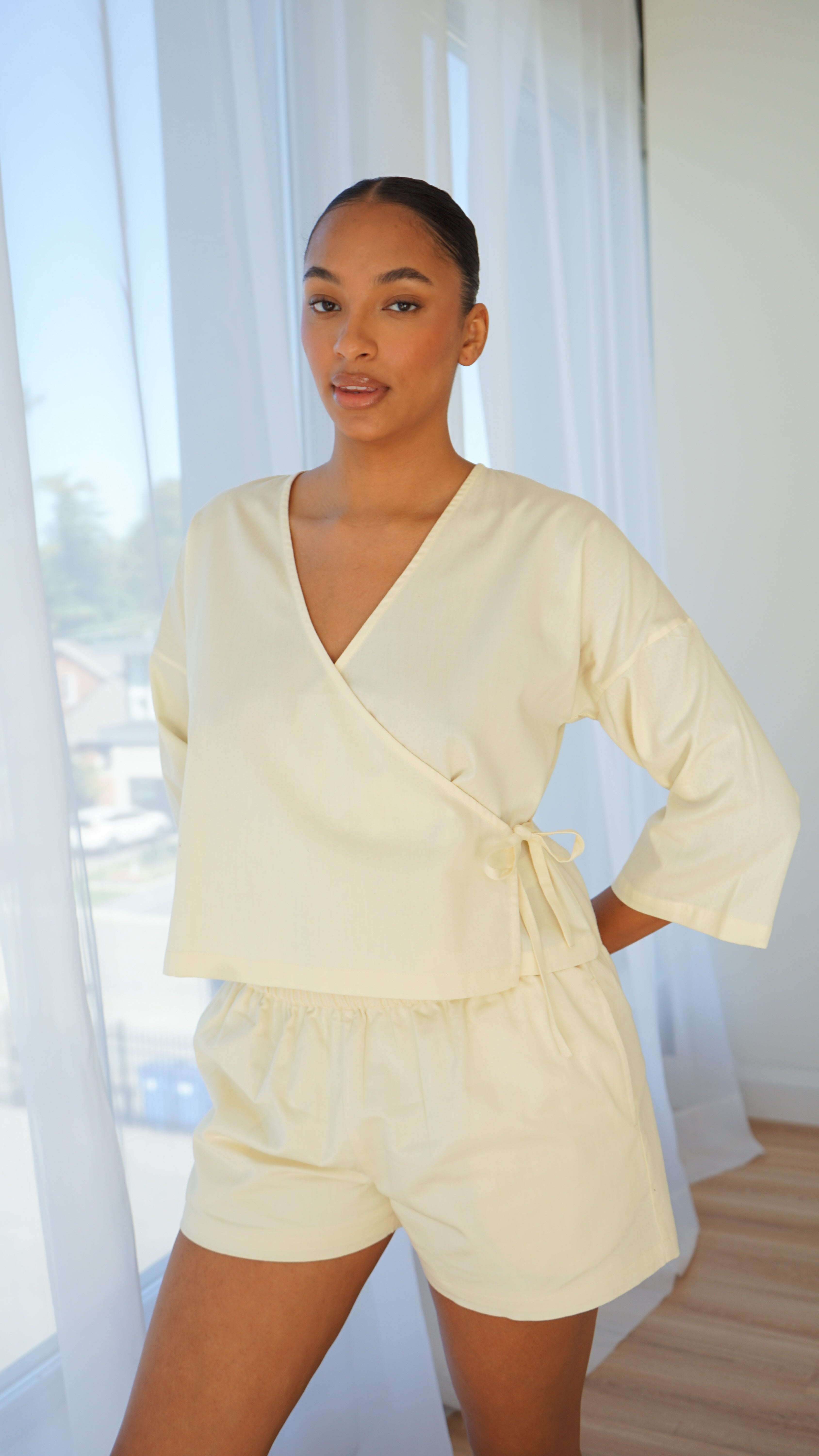 Organic cotton wrap top（white） Organic Cotton White Wrap Top: Ethically Made Sustainable Classic
