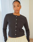 Rib Cardigan Charcoal