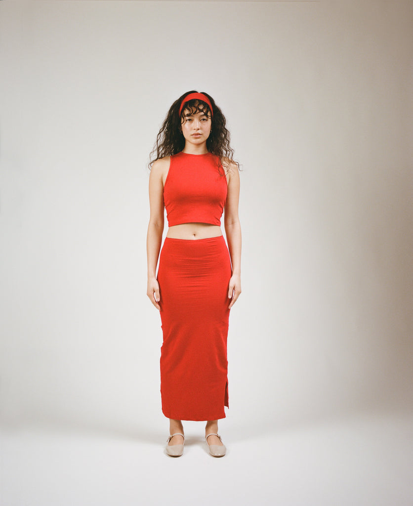 Midi Skirt Cherry Red