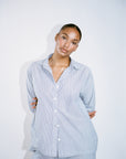 Relaxed Button Down Shirt Sea Blue Stripe