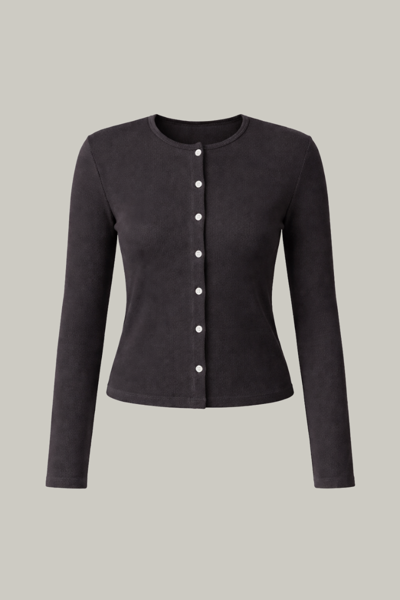 Rib Cardigan Charcoal