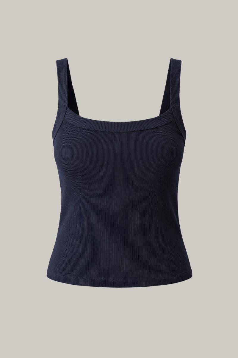 Rib Scoop Neck Tank Navy