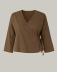 Organic Cotton Wrap Top Toffee