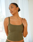 Rib Scoop Neck Tank Olive