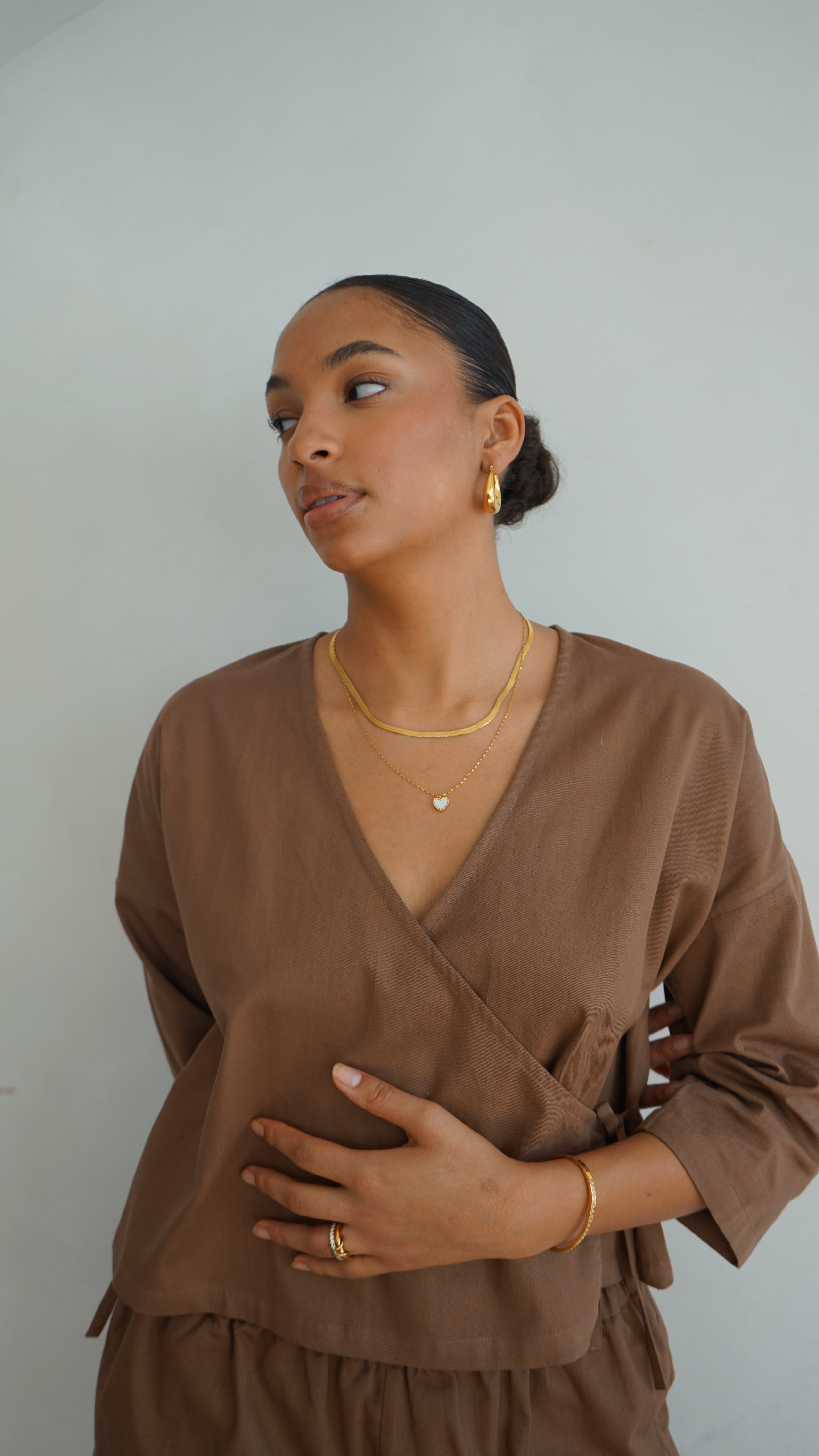 Organic Cotton Wrap Top Toffee – Wildflo Studio