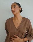 Organic Cotton Wrap Top Toffee