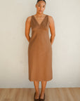Organic Cotton Midi Slip Dress Toffee