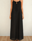Linen Keyhole Maxi Dress Ink
