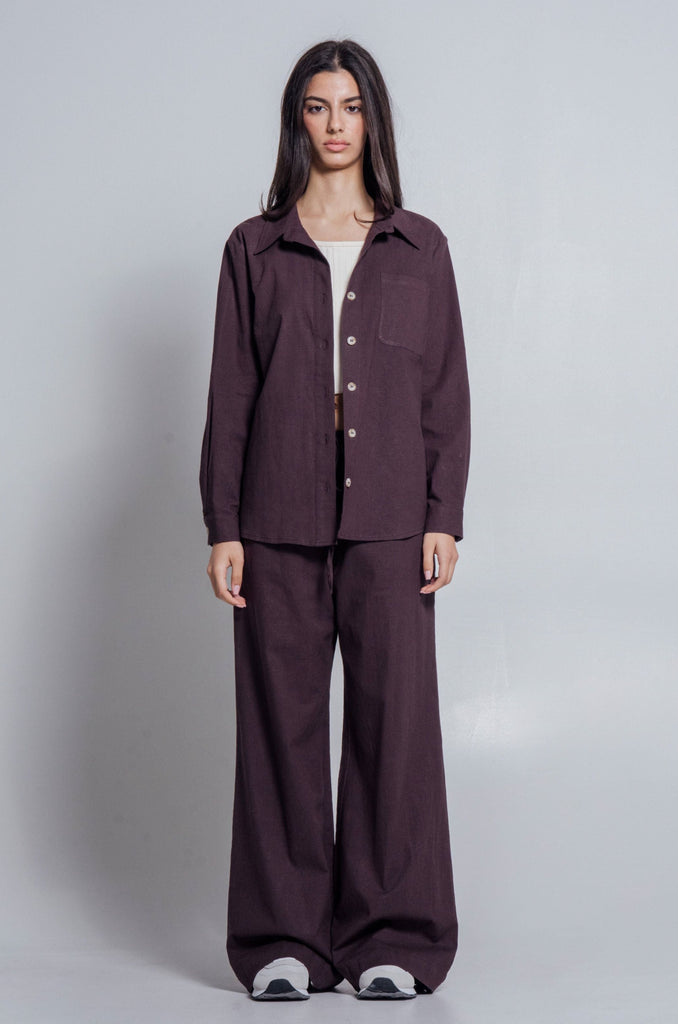 Pantalon en Lin Merlot