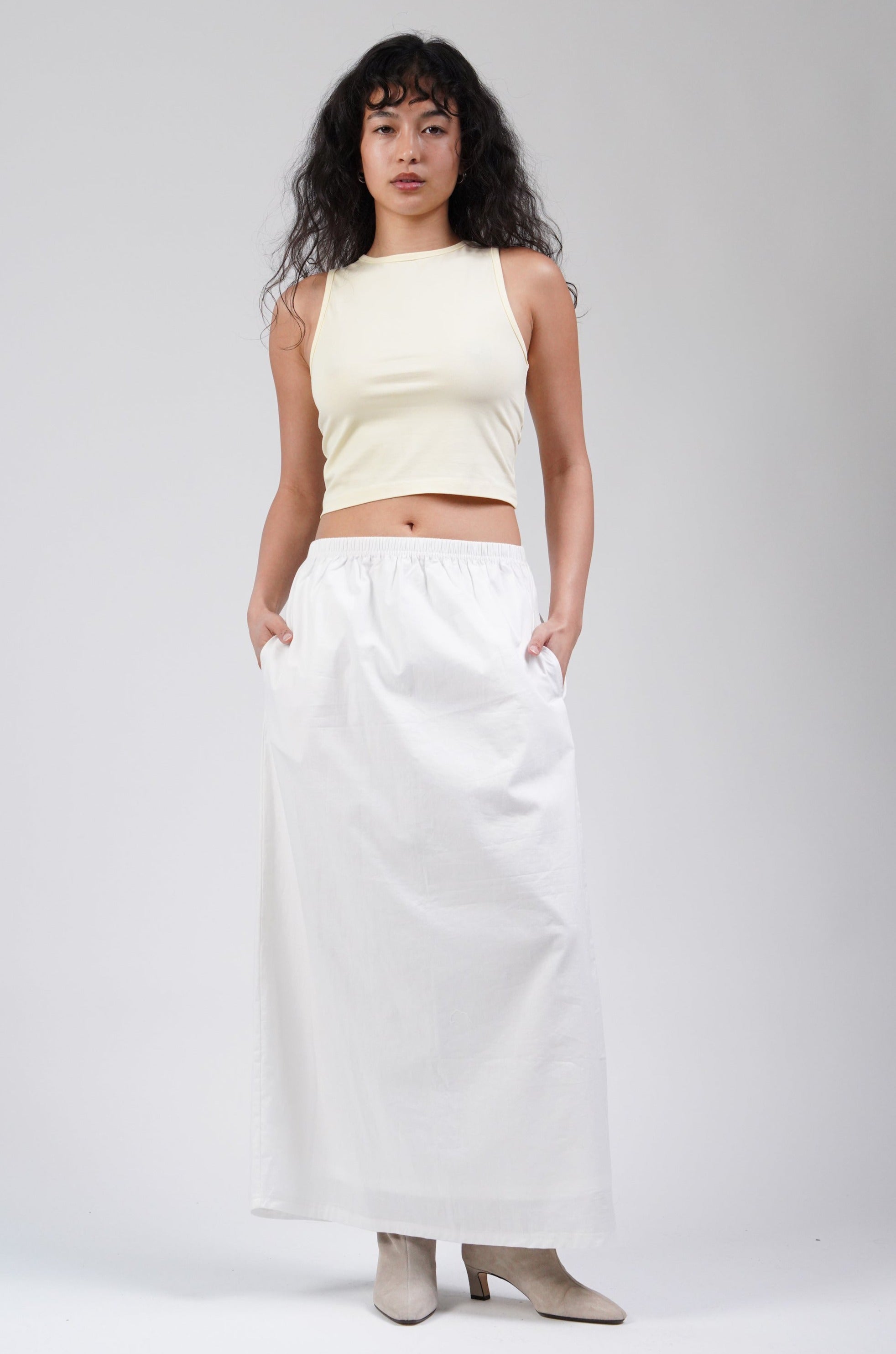 Poplin Maxi Skirt White