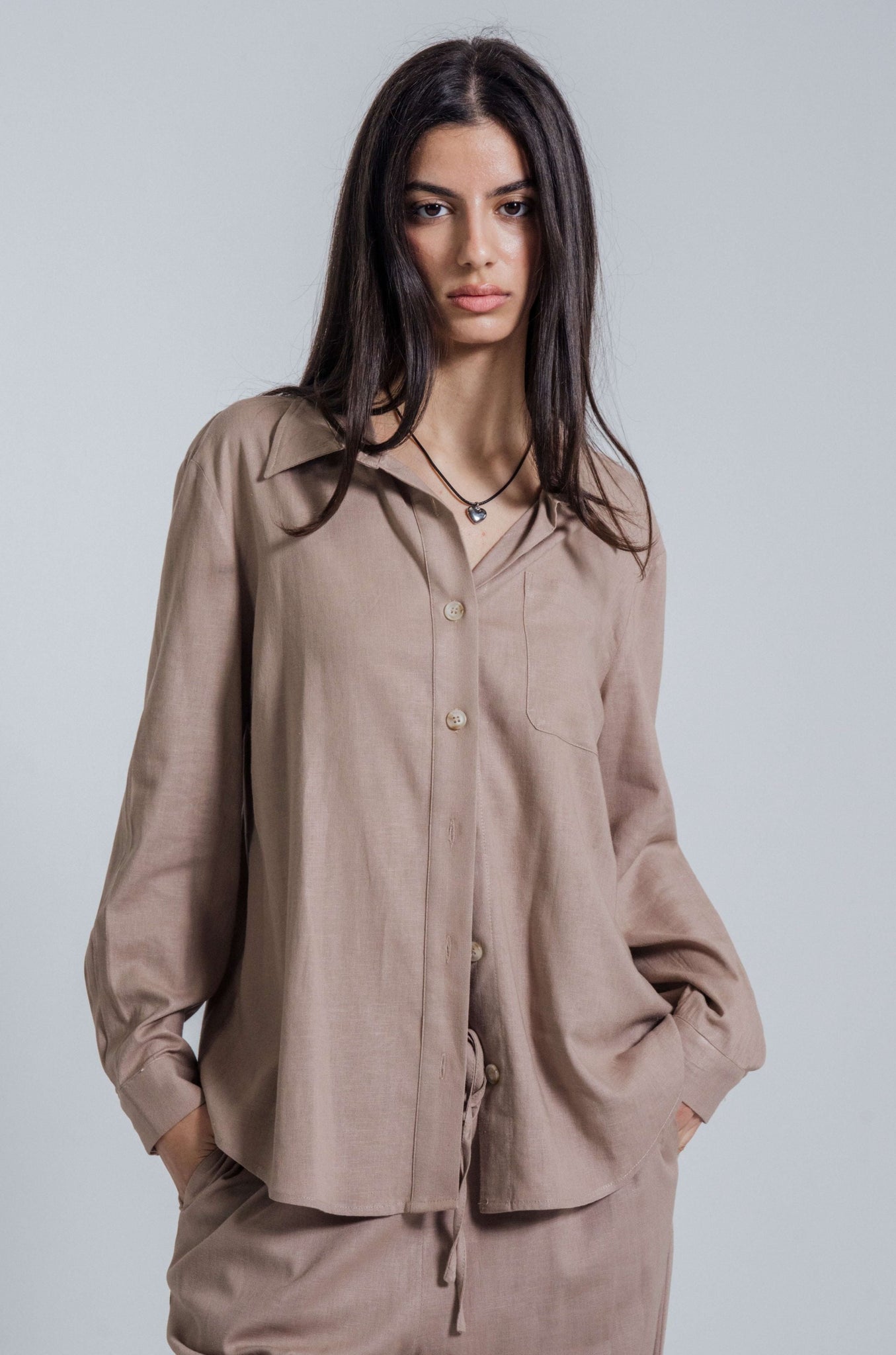 Chemise Lin Taupe