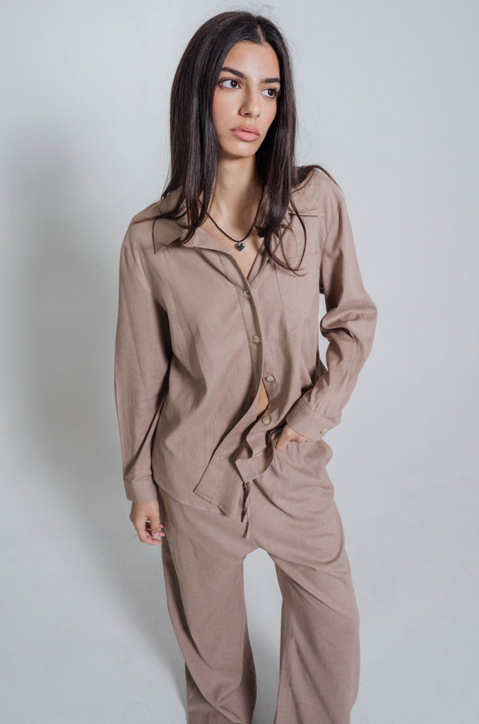 Chemise Lin Taupe
