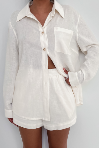 Linen Shorts Set Pearl