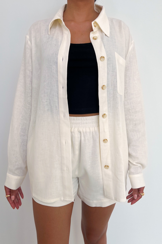 Linen Shorts Set Pearl
