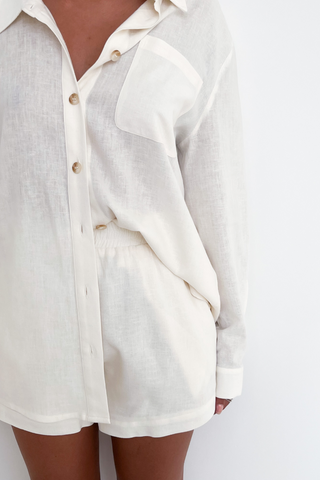 Linen Shorts Set Pearl