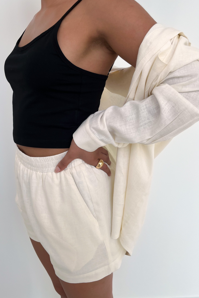 Linen Shorts Set Pearl
