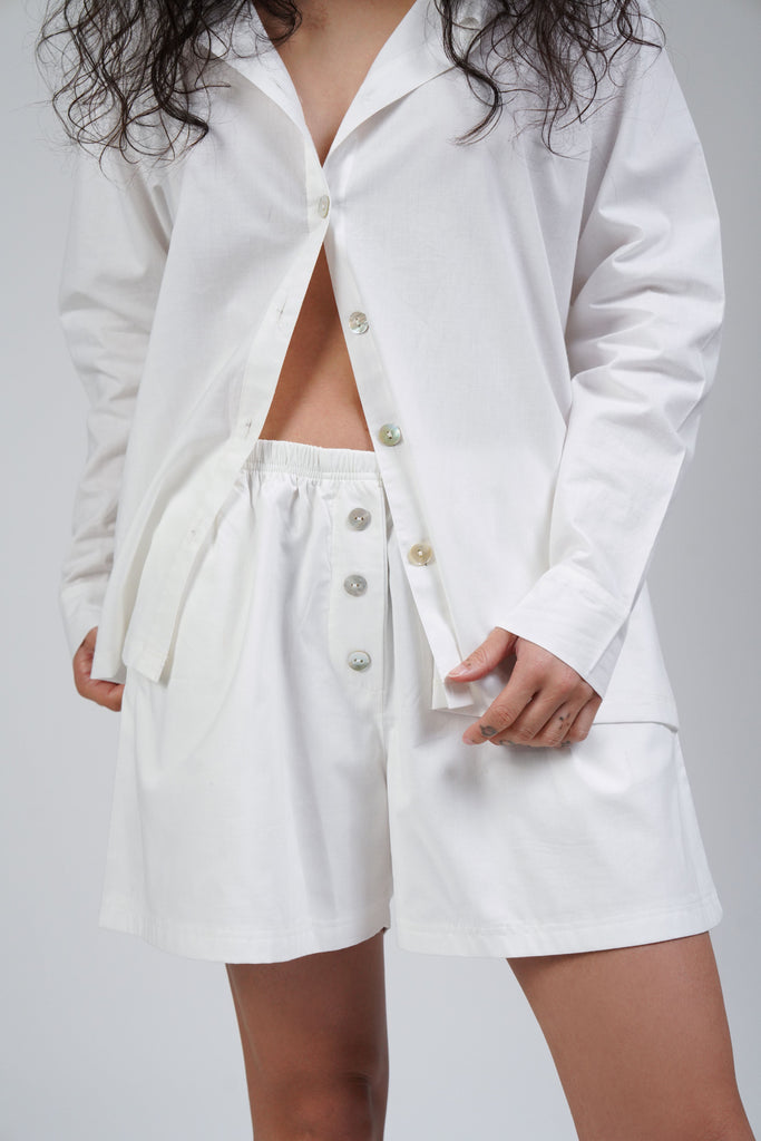 Custom Poplin Short - White