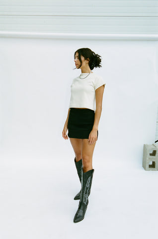 Ribbed Mini Skirt Jet Black
