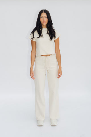 Wide Leg Lounge Pants Cream