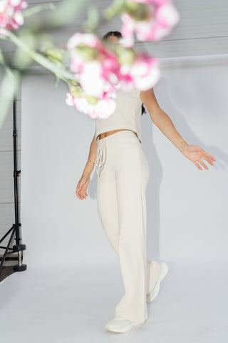 Wide Leg Lounge Pants Cream