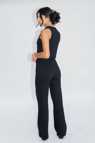 Wide Leg Lounge Pants Jet Black