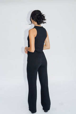 Wide Leg Lounge Pants Jet Black