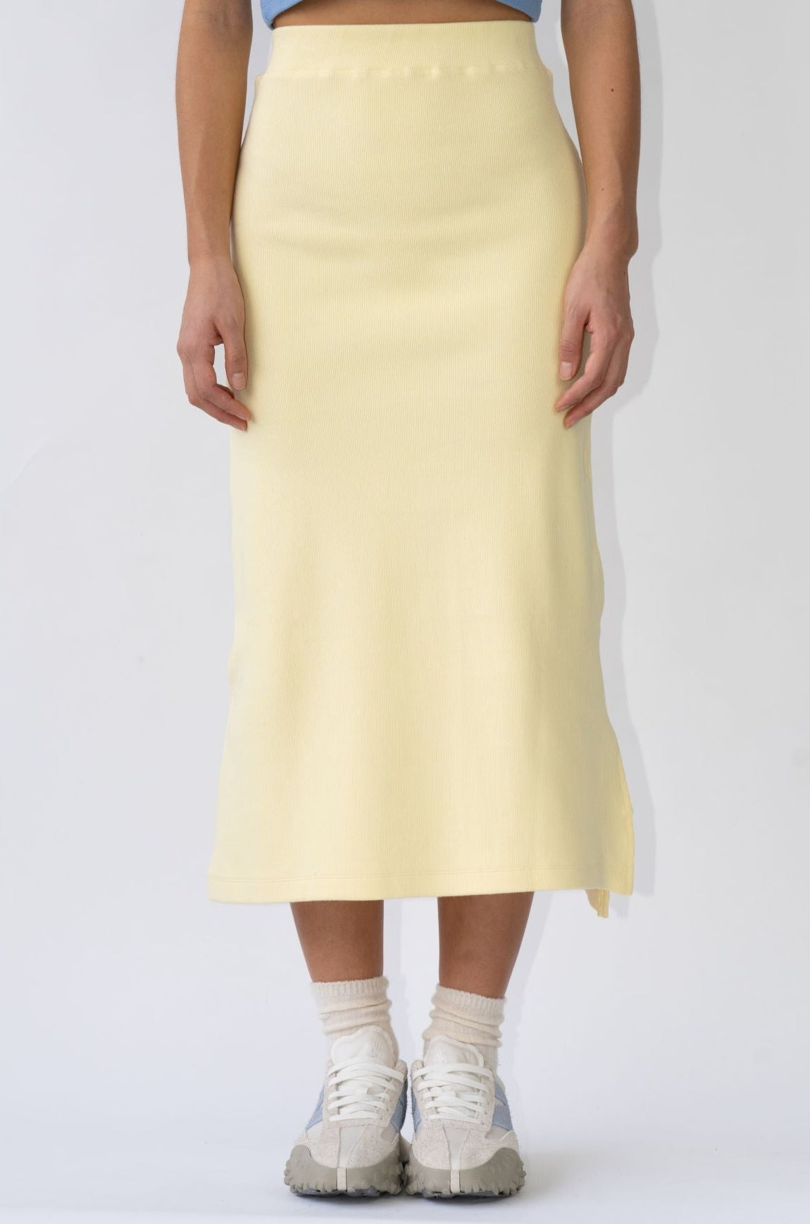 Falda Midi Canalé Mantequilla