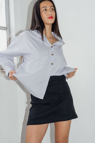 Ribbed Mini Skirt Jet Black